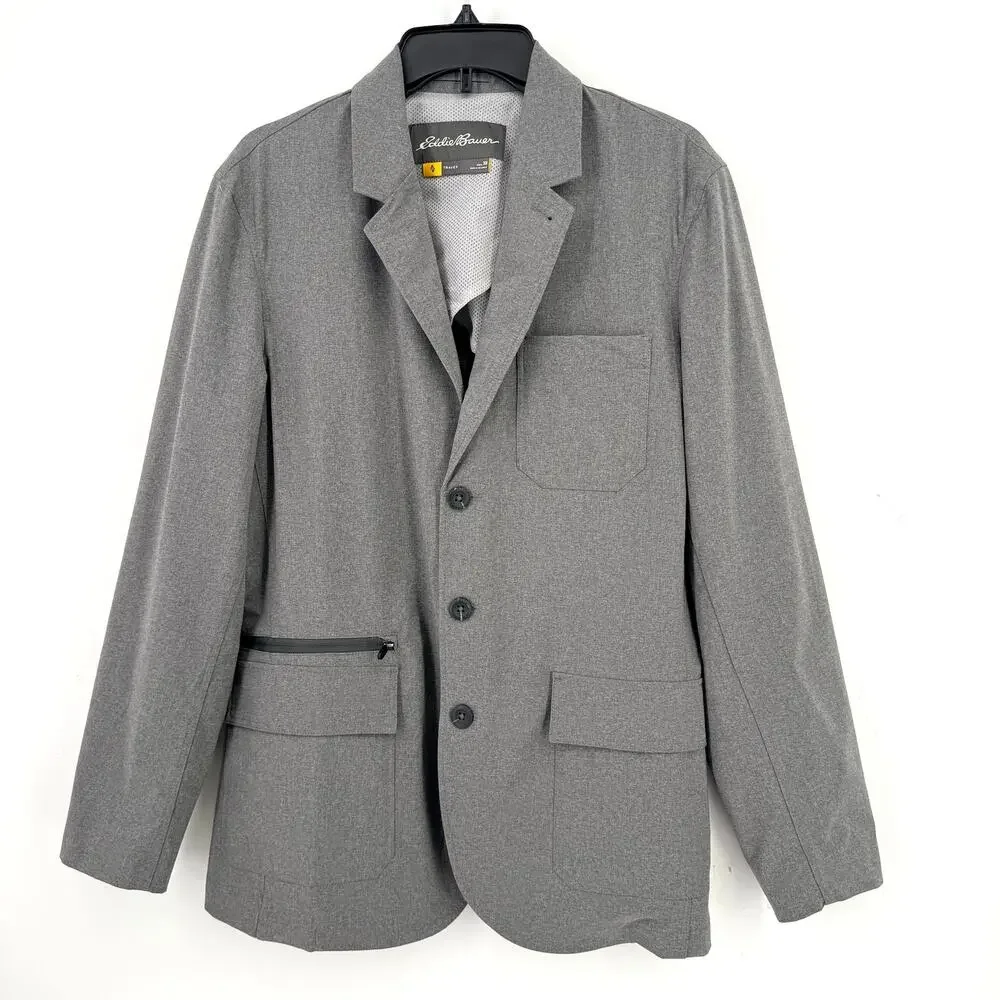 Eddie Bauer Travex Voyager Blazer Mens Suze 38 Gray Stretch Jacket